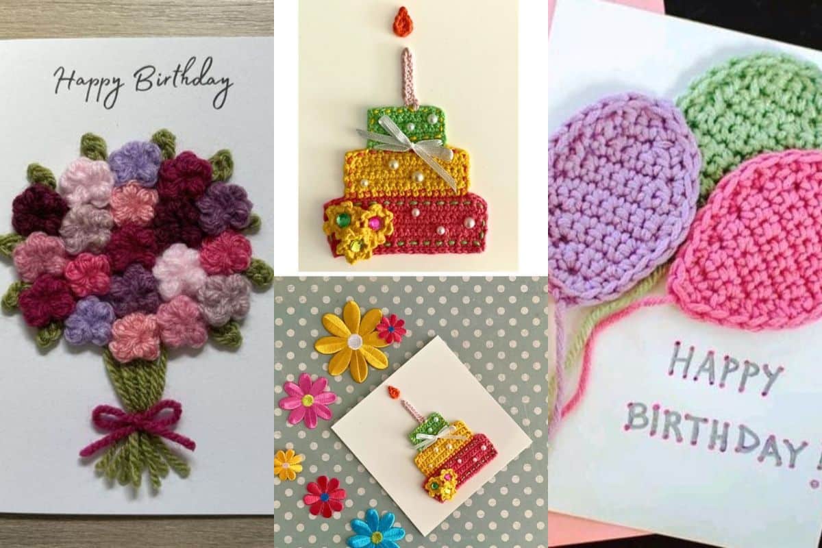 cartes anniversaire avec applications au crochet